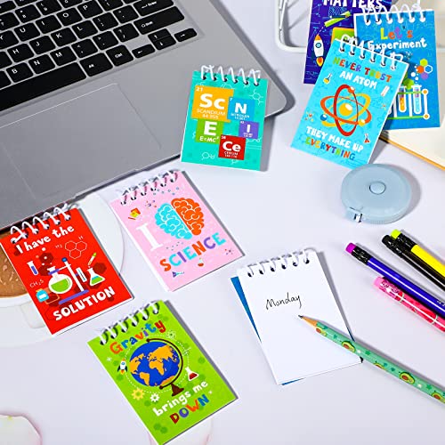 Cindeer Science Party Mini Notebooks Science Spiral Portable Notepads Bag Stuffers with 8 Designs Teacher Classroom Reward Supply for Boys Girls Planet Birthday Theme Party Favor(48 Pieces)