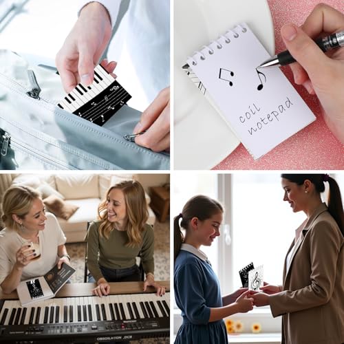 Konsait Music Themed Notepads, Music Note Mini Spiral Notebook Message Reminder for Office School Supplies Music Gifts for Teacher Student Classroom Rewards Party Favors (8 Pieces)