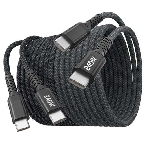 QQLIKE USB C Cable,(6ft, 2-Pack) 240W USB C to C Fast Charging C Charger Cord,Braided Type C Phone Charger Cable for iPhone 17 16 15 Pro Max Compatible with Samsung S24 S23 S21 Note 10 Laptops MacBook
