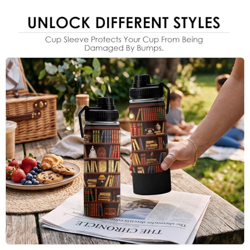 Book Lover Gifts,Book and Reading Gifts for Readers Women, Librarian Gift Reading Water Bottle 18oz Tumbler, Birthday Bookish/Reading Gift for Books Lovers Women - color: Bookshelf
