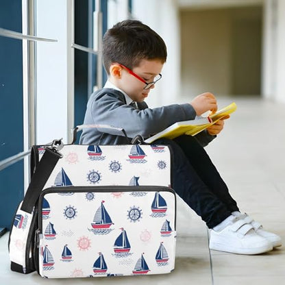 3 Ring Zipper Binder Coastal Sailing Boat Binders Bag with Shoulder Strap 500 Sheets Paper Organizer Trapper Keeper Documents Storage File Folder for School Office - color: A853
