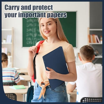 Yeaqee 50 Pcs Plastic Folders with Pockets Bulk 3 Hole Punched 2 Pocket File Folders for 3 Ring Binder Divider Folder for Notebooks, Durable Poly for Office Home (Navy Blue) - color: Navy Blue