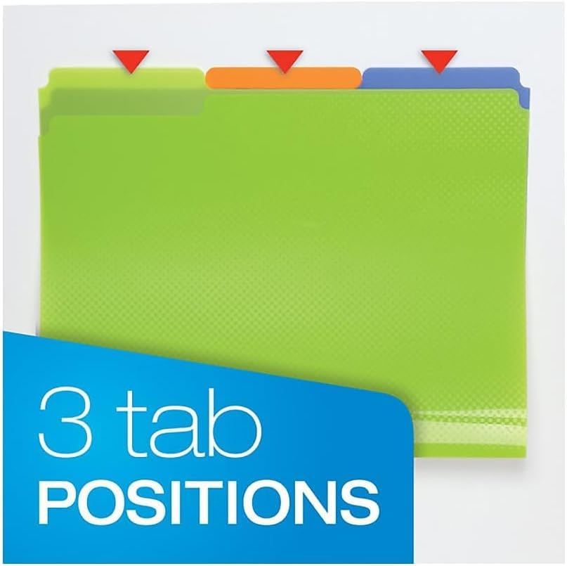 Oxford Poly File Folders, 1/3 Cut Tabs, for Letter Size Papers, Blue, Red, Orange, Light Blue, Green, Black, 6 Pack (52004)