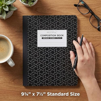 Composition Notebook, 80 Sheets / 160 Pages, 9.34 x 7.12 Inch, Ruled Paper, Durable Composite Cover Notebook for School, College & Office- Pack of 6 - size: Pack of 6