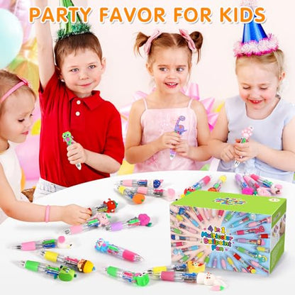 24 Pack 4-in-1 Multicolor Pens for Classroom Prizes, Bulk Fun Pens for Kids | 0.5mm Fine Point Ballpoint Pens, Teacher Must-Haves, Party Favors & Treasure Box Rewards, Bulk Student Gifts, Back to School