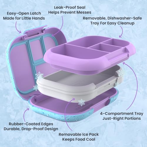 Bentgo Chill Kids Leakproof Lunch Box - 4-Compartment Bento Box with Built-In Ice Pack, 3.3 Cup Capacity, BPA-Free, Microwave & Dishwasher Safe Tray, Ages 3–7 (Vivid Orchid) - color: Confetti Edition - Vivid Orchid