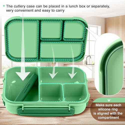 Amathley Lunch Box Kids,Bento Box Adult,Leakproof Lunch Containers for Adults/Kids/Toddler,1200ML-4 Compartments bento Lunch box with Utensil,Microwave & Dishwasher & Freezer Safe (Cyan) - color: Cyan