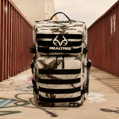 WOLFpak 45L Athletic Gym Backpack - Durable 1000D Waterproof Oxford Material with MOLLE Webbing, Laptop Pocket - color: Realtree Apx Snow