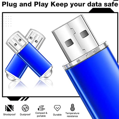 Hoteam 50 Pack USB 2.0 Flash Drives Bulk Blue Portable Thumb Drive with Hat USB Sticks Bulk with 50 Pcs Lanyards for Data Storage File Sharing Commercial Gift(4GB) - size: 4 GB