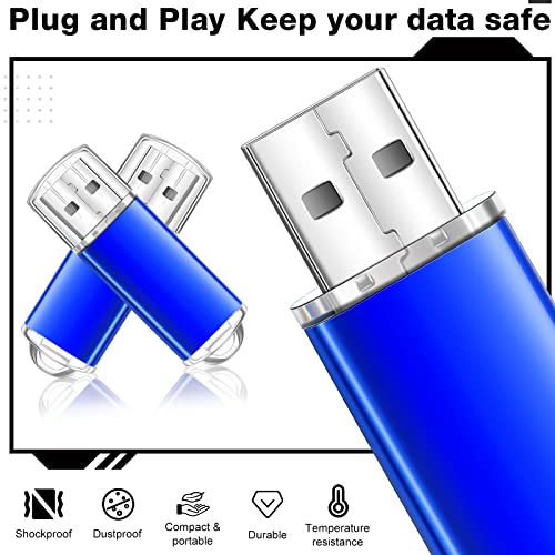 Hoteam 50 Pack USB 2.0 Flash Drives Bulk Blue Portable Thumb Drive with Hat USB Sticks Bulk with 50 Pcs Lanyards for Data Storage File Sharing Commercial Gift(4GB) - size: 4 GB