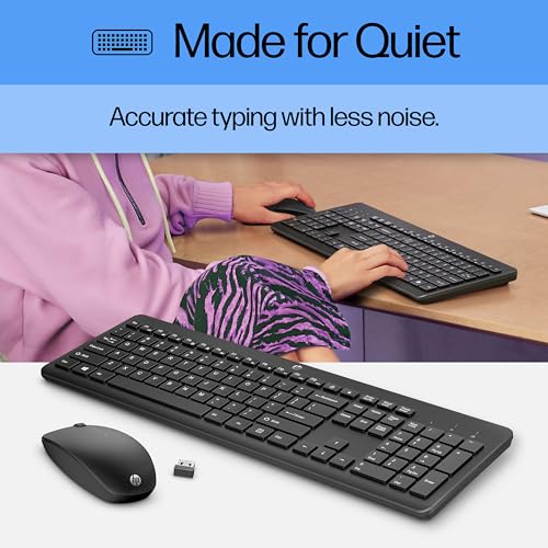 HP 230 Wireless Mouse and Keyboard Combo - 2.4GHz Wireless Connection - Long Battery Life - Durable & Low-Noise Design - Windows & Mac OS - Adjustable 1600 DPI - Numeric Keypad (18H24AA#ABA) - size: 1 Count (Pack of 1)
