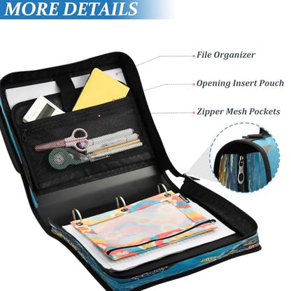3 Ring Zipper Binder Underwater Sea Turtle Binders Bag with Shoulder Strap 500 Sheets Paper Organizer Trapper Keeper Documents Storage File Folder for School Office - color: A2400