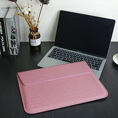 Protective Slim Portable Laptop Sleeve 13-13.6 Inch Crocodile PU Leather Case for MacBook Neo 13 A18 Pro A3404 / Air 13 / Pro 13 M5 A3449 M4 A3240 M3 M2 M1, for HP Dell Lenovo Notebook, Pink - color: Pink