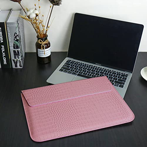Protective Slim Portable Laptop Sleeve 13-13.6 Inch Crocodile PU Leather Case for MacBook Neo 13 A18 Pro A3404 / Air 13 / Pro 13 M5 A3449 M4 A3240 M3 M2 M1, for HP Dell Lenovo Notebook, Pink - color: Pink