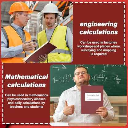 3 Pack Computation Notebook Spiral 4 X 4 Quad National Graph Paper 9 1/4" x 11 3/4" Math Composition Book Engineering Grid Notebook Red 76 sheets with Eye-ease Paper Waterproof Cover for Science