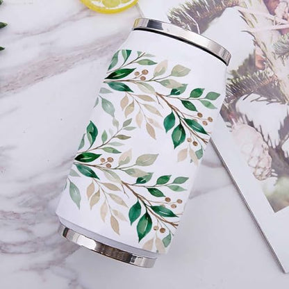 T&H XHome Spring Leaf 10oz Stainless Steel Tumbler with Lid & Straw-Double Wall Vacuum Insulated Travel Mug Green Leaves Summer Berries Water Bottle Coffee Beverage Drinks Cup - size: 10 Ounces