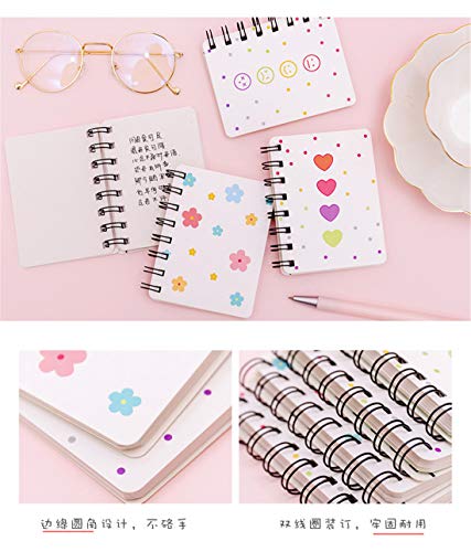 Yansanido Small Spiral Notebook, 4 Pcs 3.14 Inch x 4.13 Inch 4 Style Design Thick Hardcover Blank Pages 80 Sheets -160 Pages Journals for Study and Notes(Spiral 3.14 x4.13 Inch 4set, 3.14 x4.13 Inch)