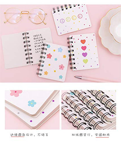 Yansanido Small Spiral Notebook, 4 Pcs 3.14 Inch x 4.13 Inch 4 Style Design Thick Hardcover Blank Pages 80 Sheets -160 Pages Journals for Study and Notes(Spiral 3.14 x4.13 Inch 4set, 3.14 x4.13 Inch)