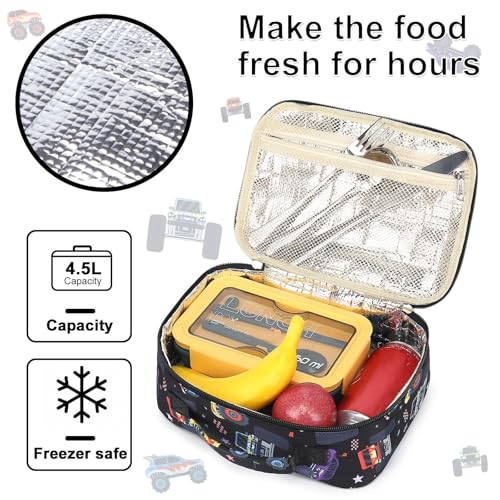 CAMTOP Backpack for Kids, Boys Girls Preschool Backpacks with Lunch Box Toddler Kindergarten School Bookbag Set - color: 0025 Monst Truck