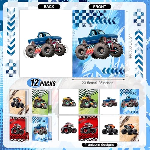 Kosiz 12 Pcs 9x12 Truck 2 Pocket Folder for Boy Cute Back to School Take Home File Bulk Kid Student Homework Paper File Folder for School Classrwork Office Home Classroom Teacher Business Party Supply - style: Trucks