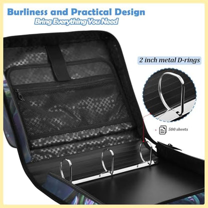Fantasy 2inch 3 Ring Zipper Binder Multi-Pocket Storage Holds 14 Inch Laptop for Students and Office Use - color: Fantasy