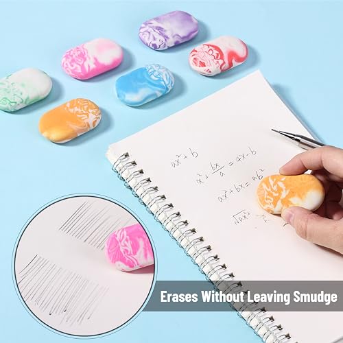 Mr. Pen- Erasers, 24 Pack, Vibrant Colors, Marble Pencil Eraser | Cute Eraser for kids, Big Erasers for Pencils
