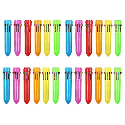 Kaptin 24 Pack Multicolor Ballpoint Pen Mini Shuttle Pens mini pens, Retractable Ballpoint Pens Multicolor Pens kids pens Office School Supplies for Students Children - color: Green, Pink, Black, Orange, Light Blue, Brown, Red, Blue, Yellow, Purple, style