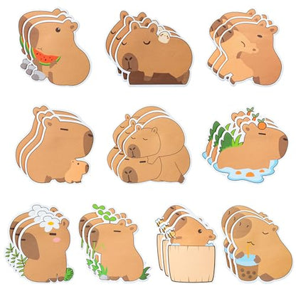 Xqumoi 30 Pack CAPY Sticky Notes - Cute Cartoon CAPY Self Sticky Notepads Writing Memo Pads Animal Page Marker for Office School Student Birthday Party Favors Goodies Bag Fillers 600 Sheets - style: Capy