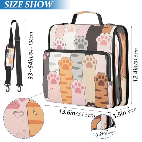 3 Ring Zipper Binder With Shoulder Strap Documents Storage Organizer Animal Dog - color: Cute Paw Prints
