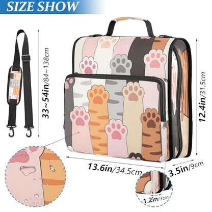 3 Ring Zipper Binder With Shoulder Strap Documents Storage Organizer Animal Dog - color: Cute Paw Prints