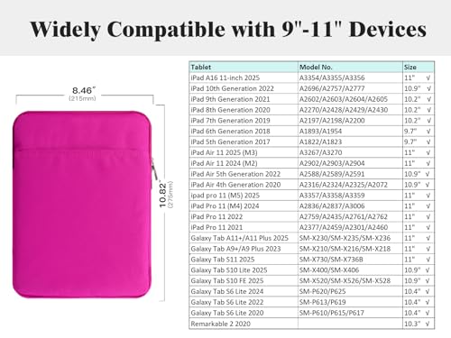 TiMOVO 9-11" Tablet Sleeve Bag, Plum | Fit iPad 11" A16 2025 / 10.9"/10.2" / Air 11" 5/4 Gen / Galaxy Tab A9+/A11Plus 11", Fit Smart Keyboard - color: Fuchsia, size: 9-11 Inch