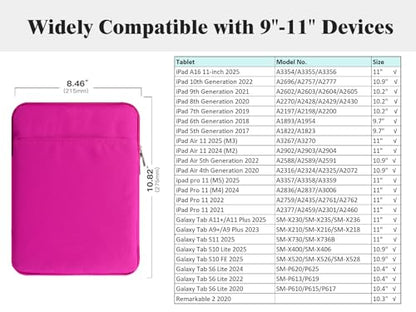 TiMOVO 9-11" Tablet Sleeve Bag, Plum | Fit iPad 11" A16 2025 / 10.9"/10.2" / Air 11" 5/4 Gen / Galaxy Tab A9+/A11Plus 11", Fit Smart Keyboard - color: Fuchsia, size: 9-11 Inch