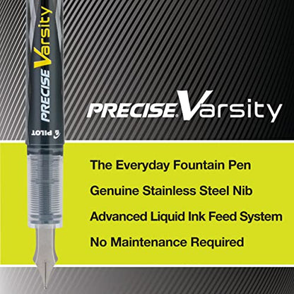 Pilot Precise Varsity Pre-Filled Fountain Pens for Writing, Medium Point Stainless Steel Nib, Black/Blue/Red/Pink/Green/Purple/Turquoise Ink, 1.0mm, 7-Pack - color: Black/Blue/Red/Pink/Green/Purple/Turquoise, size: 7 Count (Pack of 1)