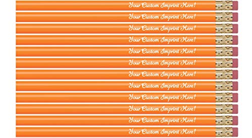Express Pencils™ Personalized Pencils Round Custom Imprinted with your Name - Text - Logo - Message- 12 pkg - Includes Personalization - Great Gift Ideas (Orange) - color: Orange
