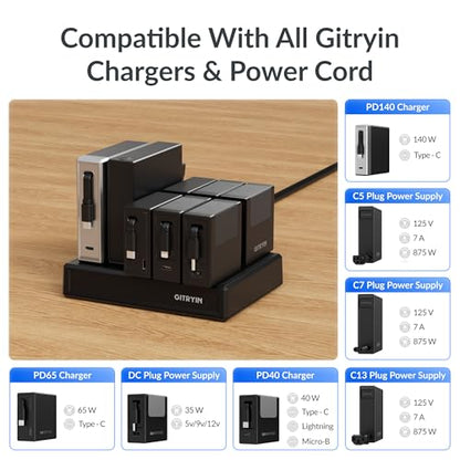 Gitryin Modular Laptop Charging Station, 3*140W, 2*40W Retractable Lightning, Micro USB, USB C Chargers, 1 Lightning, 1 Micro USB, 1 USB A, 7 USB C Ports with Cooling Power Strip, 500W Charging Hub