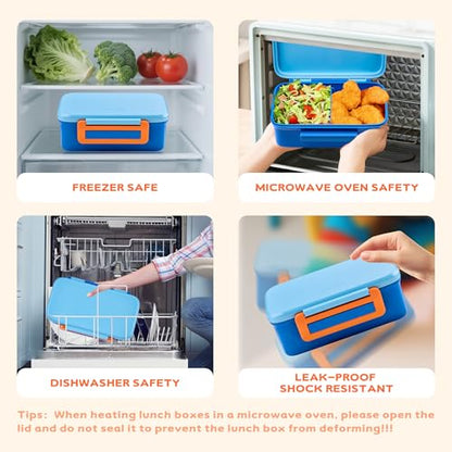 JXXM Lunch Box for Kids With 8oz Soup Thermo, Leak-proof Lunch Container with 2 Compartments, Thermo Food Jar Food Containers for Back to School Girls Boys (Blue) - color: Blue