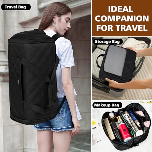 Convertible Garment Bags for Travel - Carry on Garment Duffle Bag with Backpack Straps for Men Women, 4 in 1 Large Travel Duffel Bags with Shoes Compartment Hanging Suit Dress Weekender Bag 3pcs Set - color: D2-Black