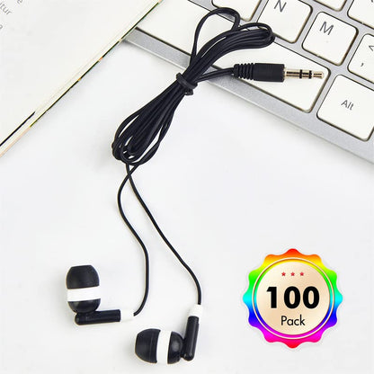 CN-Outlet Wholesale Bulk Individually Bagged Earbuds Headphones 100 Pack for iPhone, Android, MP3 Player(Black)