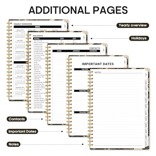Planner 2026-2027, Academic Year Monthly and Weekly Calendar Planner, Jul 2026 - Jun 2027, Hardcover Teacher Student Planning Agenda book with Tabs, Perfect for School Office Supplies, 6.3" x 8.5" - Wild Rose - color: C-Wild Rose, size: (6.3"x8.5")a5