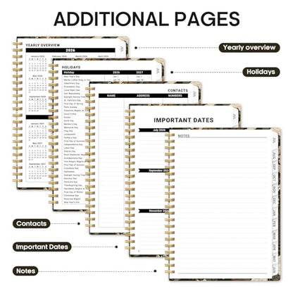 Planner 2026-2027, Academic Year Monthly and Weekly Calendar Planner, Jul 2026 - Jun 2027, Hardcover Teacher Student Planning Agenda book with Tabs, Perfect for School Office Supplies, 6.3" x 8.5" - Wild Rose - color: C-Wild Rose, size: (6.3"x8.5")a5