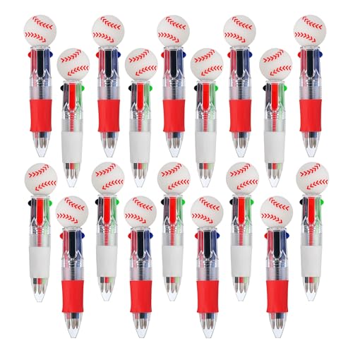 Oneshow 18PCS Baseball Party Favors Pen Mini Multicolor Teacher Reward Pens | Fun Bulk 3D Baseball 4-in-1 Ballpoint Pen for Birthday Gifts, Cute Classroom Prizes, Back to School, Goodie Bag Fillers - style: Baseball-18PCS