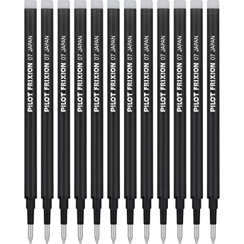Pilot, FriXion Ball Gel Ink Refills for Erasable Pens, Fine Point 0.7 mm, Erasable Pen Refills, Pack of 12, Black