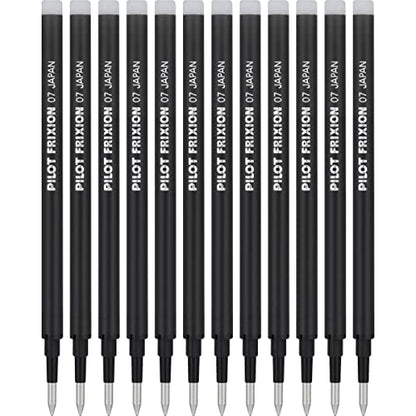 Pilot, FriXion Ball Gel Ink Refills for Erasable Pens, Fine Point 0.7 mm, Erasable Pen Refills, Pack of 12, Black