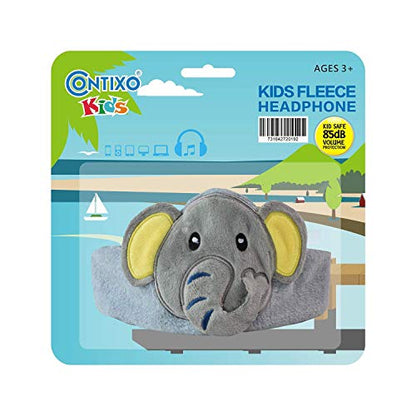 Contixo H1 Kids Headphones, 85dB Volume Limiting with Adjustable Speakers Soft Children Fleece Headband Toddler Headphones - style: Elephant
