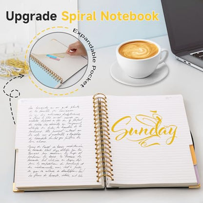 Huhuhero 5 Subject Notebook with Dividers, 240 Pages Pink Spiral Journal College Ruled, B5 Aesthetic Writing Journals for Women, Hardcover Notebooks for Work Note Taking, College Essentials - color: Pink