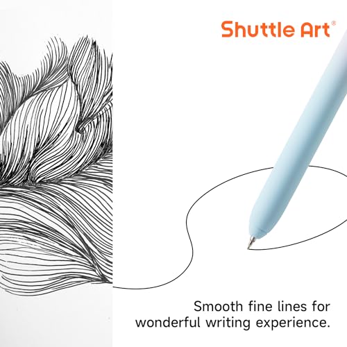 Shuttle Art Retractable Pastel Shifting Gel Ink Pens, 15 Pack Black Ink Pens, Cute Pens 0.5mm Fine Point Soft Aesthetic Barrel for Smooth Writing Journaling Taking Notes School Office Home - color: 15 Black Ink--Shifting Barrel