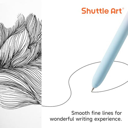 Shuttle Art Retractable Pastel Shifting Gel Ink Pens, 15 Pack Black Ink Pens, Cute Pens 0.5mm Fine Point Soft Aesthetic Barrel for Smooth Writing Journaling Taking Notes School Office Home - color: 15 Black Ink--Shifting Barrel