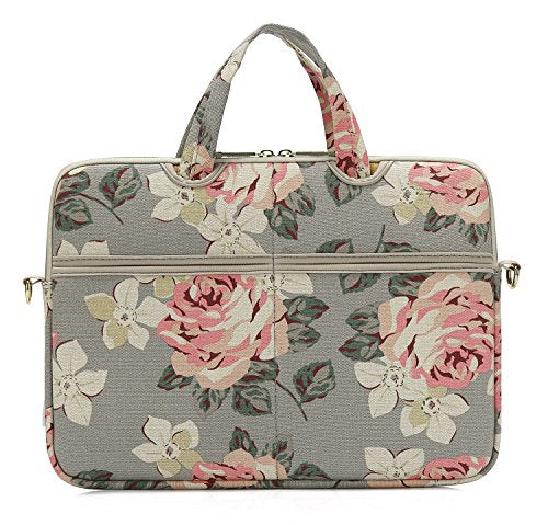 kayond White Rose Patten water resistant Laptop Shoulder Messenger Bag Case Sleeve for 15 Inch 15.6 Inch Laptop,Laptop Briefcase - color: White Rose, size: 15-15.6 Inch