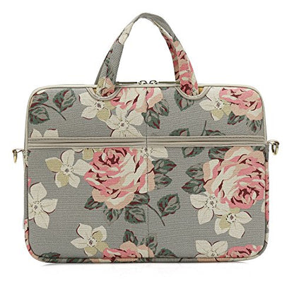 kayond White Rose Patten water resistant Laptop Shoulder Messenger Bag Case Sleeve for 15 Inch 15.6 Inch Laptop,Laptop Briefcase - color: White Rose, size: 15-15.6 Inch