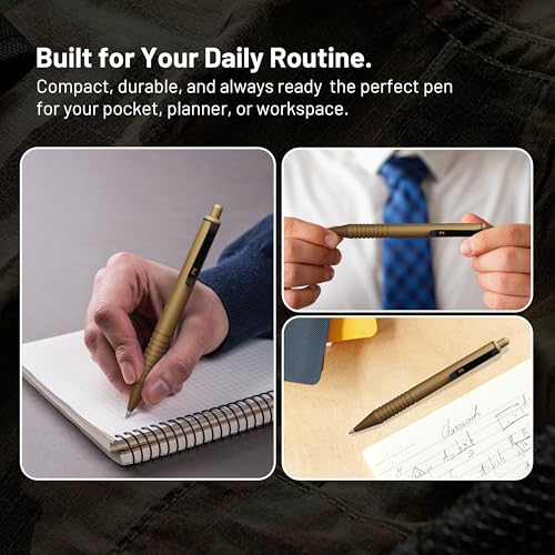 Everyman Military Super Matte Mini Click Pen | Compact Refillable 0.7mm Gel Pen with Premium Grip | Pocket-Size Metal EDC Pen for Travel, Office, Journaling & Everyday Writing - color: Military, style: Mini Click